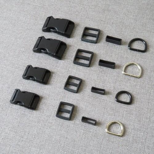 50 Sets 20mm 25mm metal D ring plastic buckle strap rectangular buckle adjuster for bag pet dog collar necklace sewing accessory