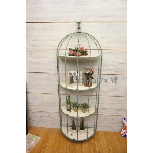 Method for the old village vintage wrought iron balcony flower garden home decoration zakka grocery store shelf