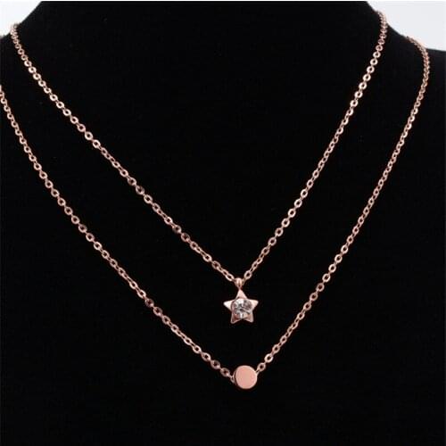 Fashion New Double Lines Chains Power Necklaces & Pendants For Friends Layers Bean Star Short Love Necklace Statement Necklace