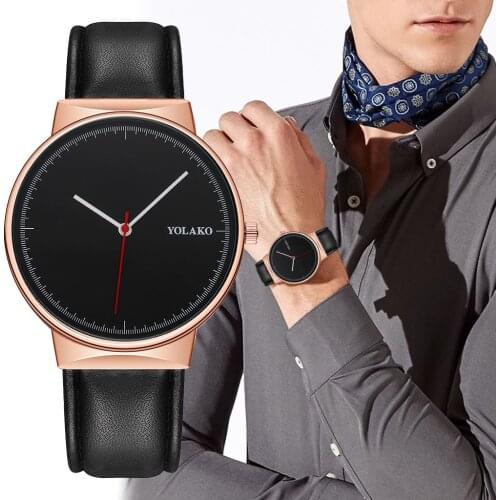 Yolako Luxury Brand Simple Design Fashion Three Needle Trend Leather Belt Measuring Watch Men Business Formal Watch Men 2020