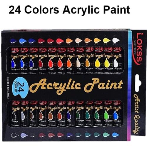 24 Colors Acrylic Paints Set 12ml Tubes Drawing Painting Pigment Hand-painted Wall Paint for artist DIY