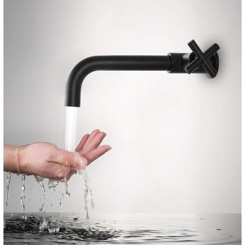 Wall Mounted Double Cross Handle Bathroom Sink Faucet Bathroom basin faucet single-handle basin faucet swivel faucet matte black