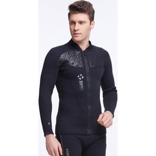 3mm Neoprene Jacket Wetsuit Top Black Front Zipper for Men with Hood or Short Pants Long Pants 1mm