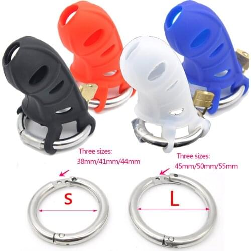 CHASTE BIRD Male New Extreme Silicone Soft Belt Chastity Device With Stainless Steel adjustable Ring Padlock Sex Toys BDSM A310
