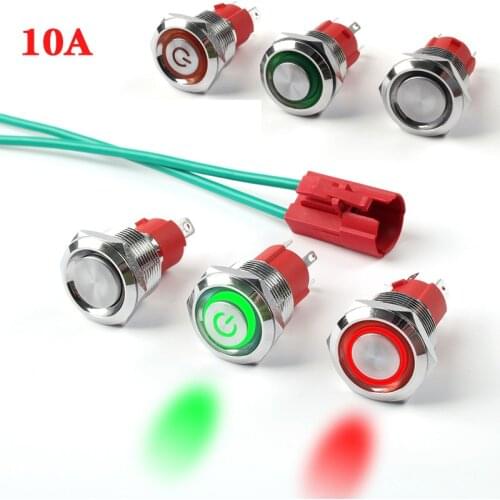10a 16mm 19mm waterproof high current metal torque switch car LED switch button motor lock power switch 5v 12v 24v 220v