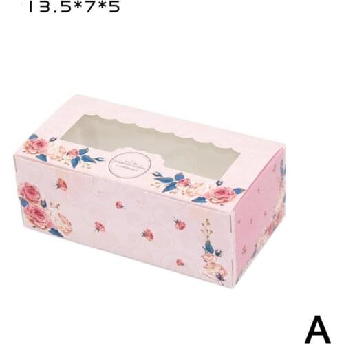 Gift Box With Window Pink Flower Cupcake Box Packaging Boxs Christmas Favors Candy Party Cookies For Cake A6E3