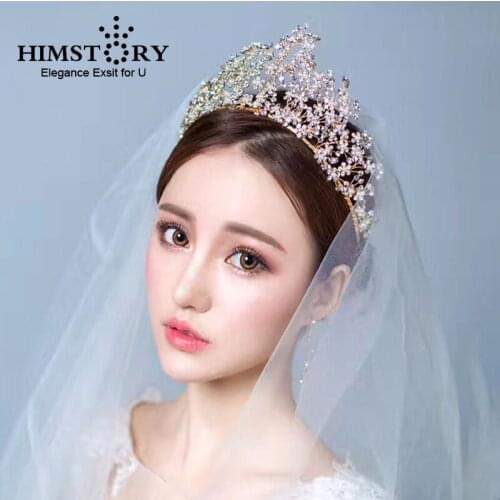 HIMSTORY Gorgeous Handmade Vintage Headbands Queen Crown and Tiaras Flower Floral Princess Wedding Hair Accessories
