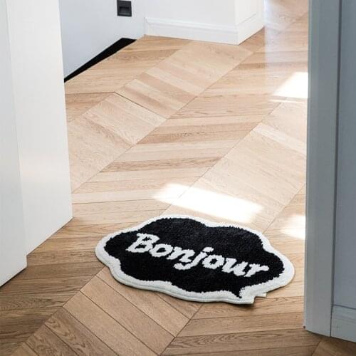 Nordic Message Bathmat Rug Soft Fluffy French Letter Welcome Pad Floor Mat Rugs Bedroom Carpet Bath Room Living Room Home Decor
