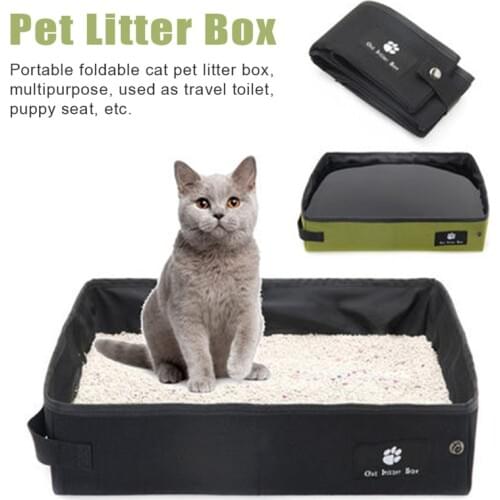 Folding Portable Outdoor Cat Litter Box Pet Toilet Anti Splash Kitten Bedpan Puppy Waste Cleaning Plastic Sand Box