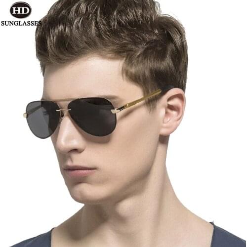 Polarized Sunglasses Men HDclear Rimless Lentes De Sol Homme Film Plated Eyewear Driving Fishing Glasses Pilot Gafas UV400 LD023