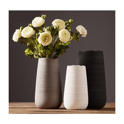 Modern minimalist ceramic flower vase European creative living room white flower Nordic home decoration ornaments