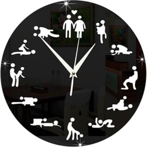 Modern Design Sex Position Mute Wall Clock For Bedroom Wall Decoration Silent Make Love Clock Watch Wedding Gift Wall Clocks