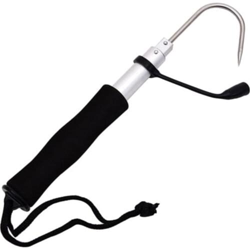 60cm Telescopic Fishing Gaff EVA Spear Hook Alloy Pole Tool With Stainless Sea Fishing Spear Hook Tackle Ice Fishing Boat