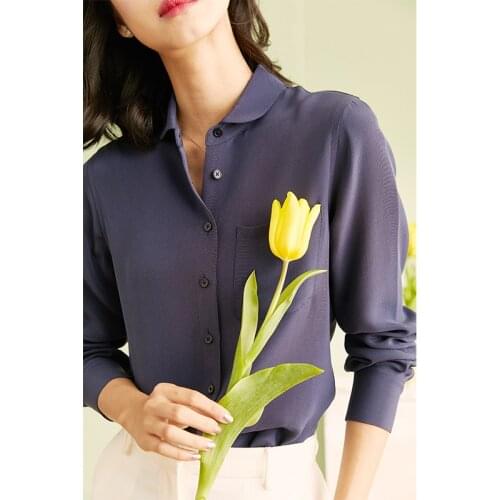 Navy blue chiffon silk office blouse womens shirts and blouses 2019 elegant sexy boho long sleeve plus size palace slim