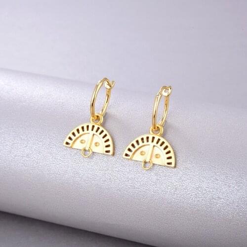 High Jewelry S925 Sterling Silver Chinese Fan Earrings Personality Retro Hanging Small Iron Hoop Earrings for Women