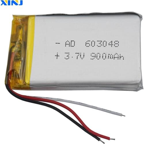 XINJ 3.7V 900mAh 3wires for thermistor Lithium Polymer Li-Po Battery 603048 For Camera E-book PDA MID ipod Bluetooth device DVD