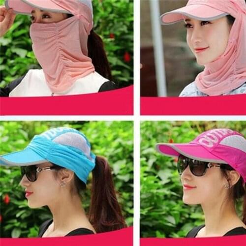 Womens Foldable Sun Hat UV Protection Wide Brim Sun Hat Face Neck Protection Summer Hat Beach Riding Dual Use