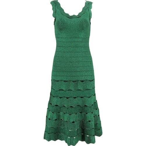 Women Summer Tank Bodycon Bandage Dress 2021 Hollow Out Sleevless A Line Fashion Elegant Celebrity Club Party Mid Dresses