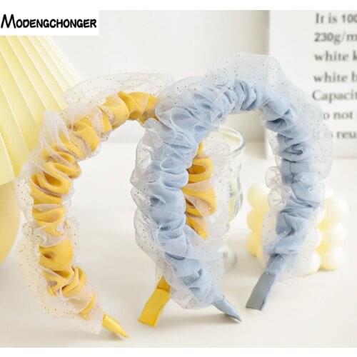 1PC Pleated Solid Color Headband Satin Bezel New Turban for Women Wide Size Hairbands Girls Accessories Hair Hoop Hair Jewelry