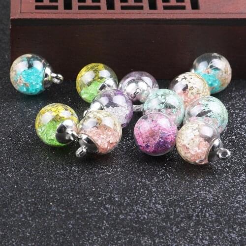 10pcs 20mm Fashion Bud Silk Flowers The Sky Star Pendant Transparent Glass Ball Pendant DIY Necklace Pendant Jewelry Accessories