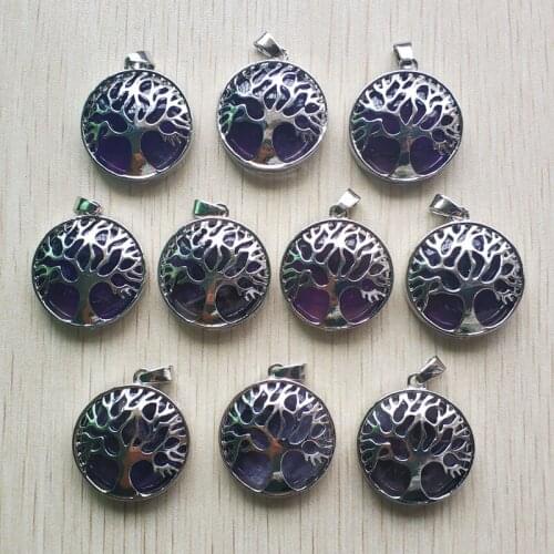 Wholesale 10pcs/lot 2019 new fashion good quality natural stone Tree of life Pendants 25mm for diy jewelry marking free
