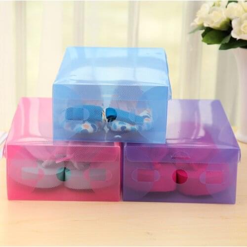 10pcs/lot Clear Foldable Plastic Shoe Storage Flip Plastic Storage Bins car three-Dimensional Shoe Box
