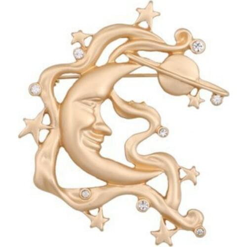 2020 Fashion Metal Star Moon Shape Brooches for Women crystal Lapel Pin and Brooch Vintage Luxulry Jewelry Clothing Accessories