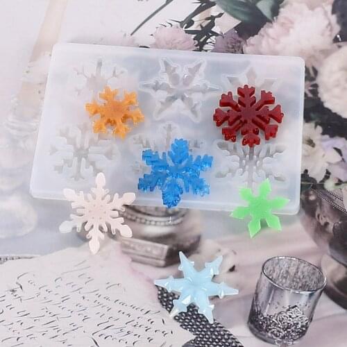 6-Cavity Snowflake Resin Molds Snowflake Pendant Silicone Casting Mold Art Craft LX9E