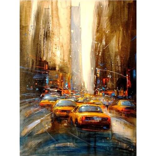 Abstract City Road Taxi Diamond Painting Oil Scenic Round Full Drill Nouveaute DIY Mosaic Embroidery 5D Cross Stitch Home Decor