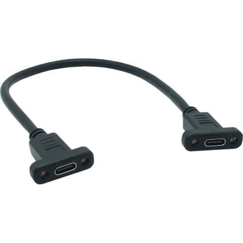 USB 3.1 Adaptor with Panel Mount Screw USB Type-C Connector Converter USB C Cable Female to Female Type C Adapter 10Gbps 0.3M