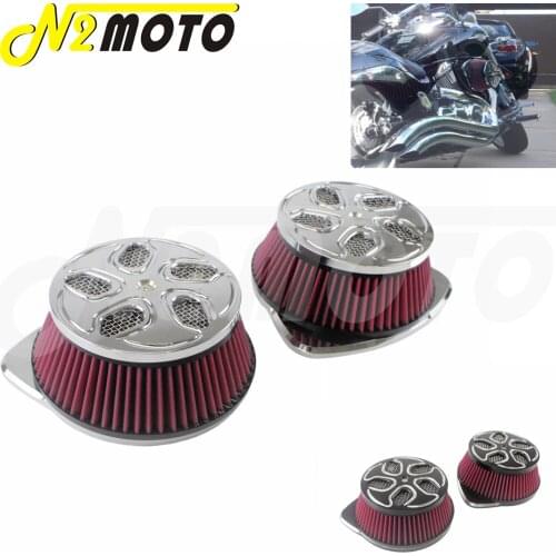 Aluminum Motorcycle Double Air Cleaner Intake Filter Big Air Cleaner For Suzuki VZR VLR 1800 M109R2 M109RZ C1800RT Intruder