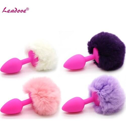 Mini Size Soft Silicone Bunny Pink Rabbit Tail Plug Anal Plug Sexy Game Toys Butt Plug Anal Toy Sex Products For Women GS0100