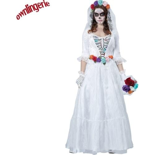 Free Shipping Halloween Costumes Ghost Bride Maid of Honor at Wedding Sex Woman Party Costume Exotic Apparel Hot Fashion Cosplay