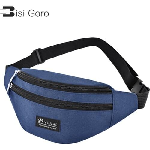 Bisi goro Waterproof Wear-resistant sports phone banana bag Chest bag women Outdoor Fanny pack oxford unisex Belt Waist Bags