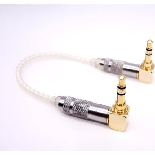 Brand FENGRU 10CM 3.5mm Male to 3.5mm Male Silver plated braided Stereo Audio Cable For Headphone Amplifier DAP DAC ipod MP3 New