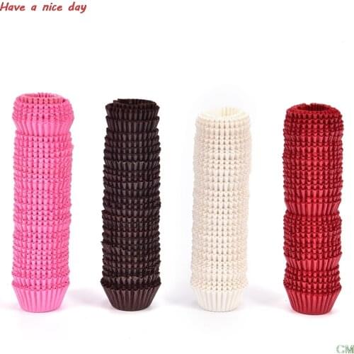 100/500Pcs Mini size 2.5cm Chocalate Paper Liners Baking Muffin Cake Cupcake Cases Solid Color
