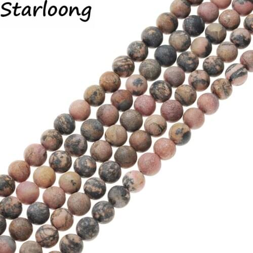 4-12mm Natural Stone Beads Round Gorgeous Matte Black Lace Rhodonite Loose Strand Beads For DIY Jewelry Making Necklace Bracelet