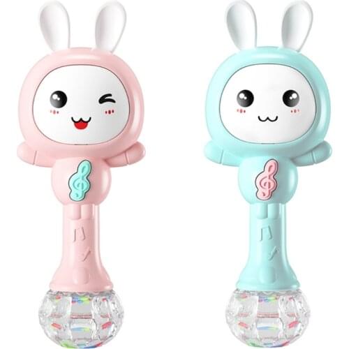 Q9QB Baby Rattle with Music&Light Relieve Boredom Food Grade Plastic Material Molar Teeth Rabbit Shaped Funny Accompany Toys