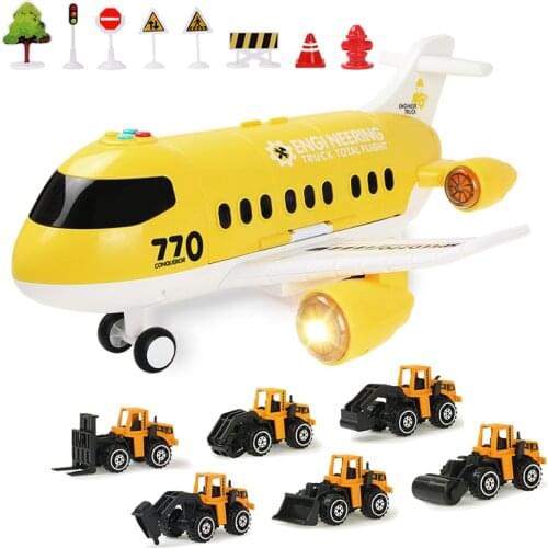 6 Types Kids Multifunction Large Aircraft Storage Model Toy Music Light Simulation Alloy Truck Educational Toys for Children Boy