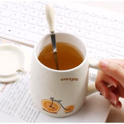 Creative Bicycle Fruit Ceramic Cup Gypsophila Crative Cute Mug Cup with Lid Cute Coffee Cup for Couple Lovers Gift