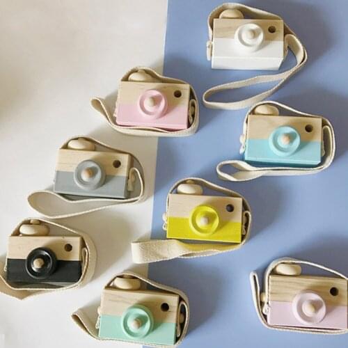 Mini Cute Wooden Toy Cameras Baby Kids Hanging Photography Prop Decoration Children Educational Birthday Christmas Camera Gifts