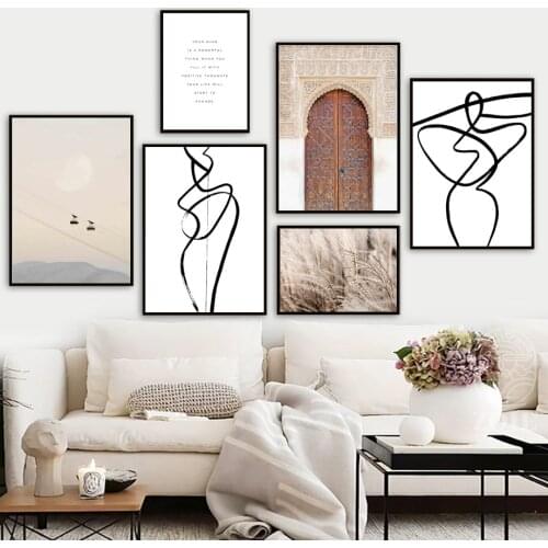 Morocco Door Sun Gondola Reed Lines Quote Wall Art Canvas Painting Nordic Posters And Prints Wall Pictures For Living Room Decor