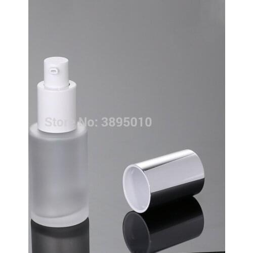 30ml frosted Glass lotion bottle with white lotion pump,cosmetic packing,cosmetic bottle F820