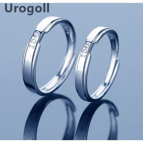 Trendy Rings 100% Real 925 Sterling Silver Rings Wedding Couple Ring I Do Zircon Drill Jewelry Anniversary Rings For Lover Gift