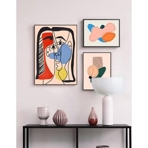 Famouse Painter Mid-century Abstract Minimalist Wall Picture Exhibition Poster Line Sketch Canvas Painting For Living Room Decor