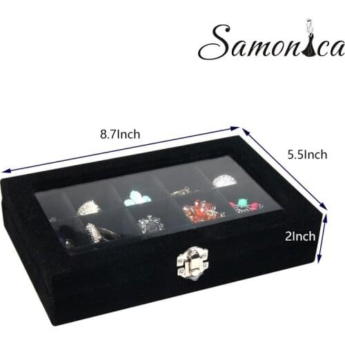 New Black Velvet 15 Grid Velvet Jewelry Display/Jewelry Storage Box Manager Earrings Ring Pendant Organizer Jewelry Storage Box