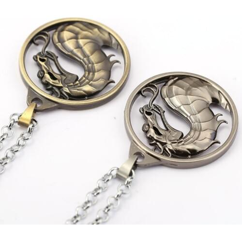 Mengtuyi Mortal Kombat Statement Necklace Men Dragon Pendants Choker Accessory Empire fighting game logo