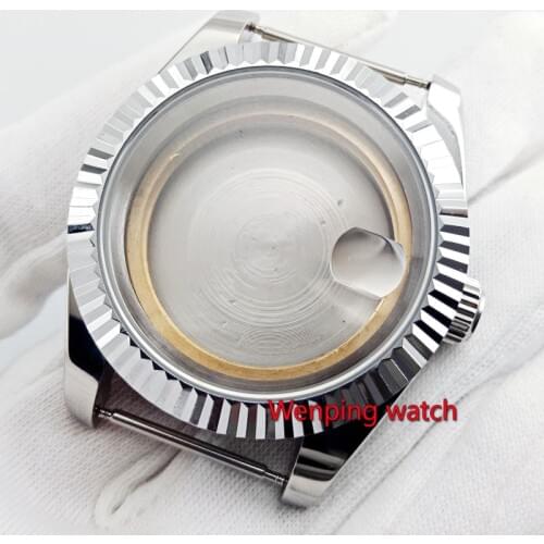 39mm polished 316L stainless steel watch case date fit ETA 2836 Miyota 8215 821A movement P904