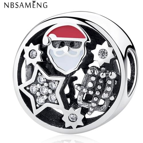 Real 925 Sterling Silver Charm Bead Christmas Joy Mixed Enamel Crystals Beads Fit Original Bracelet Women DIY Jewelry