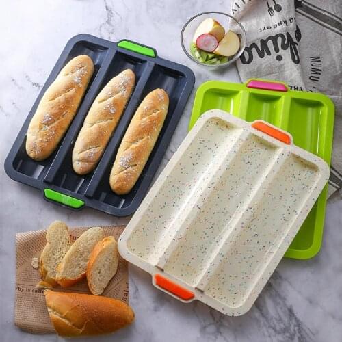 3 Slot Silicone Bread Mold French Loaf Mold Baking Tool French Bread Mold Household DIY Form Easy Demoulding Non-stick Cake